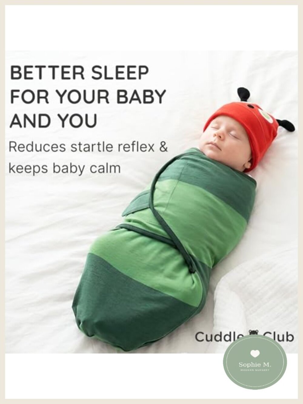 100% Cotton Adjustable Baby Swaddle Wrap with Hook and Loop - 3 Pack with Beanie - Picture 2 of 6